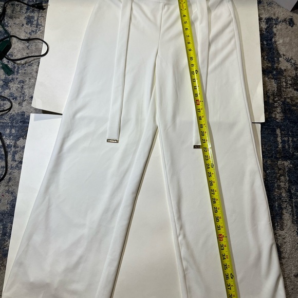 Calvin Klein Women Medium White Tie Belt Long Leg Pants - Picture 5 of 9